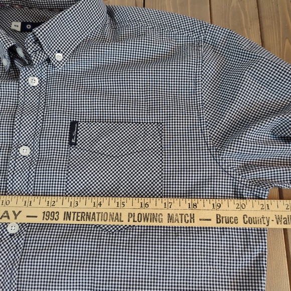 Ben Sherman Blue White Gingham Check Long Sleeve Button up Shirt M - Picture 8 of 12